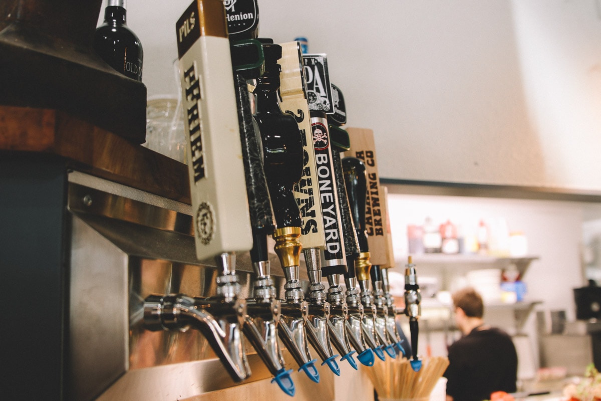Local beer taps at Bodhi Bistro