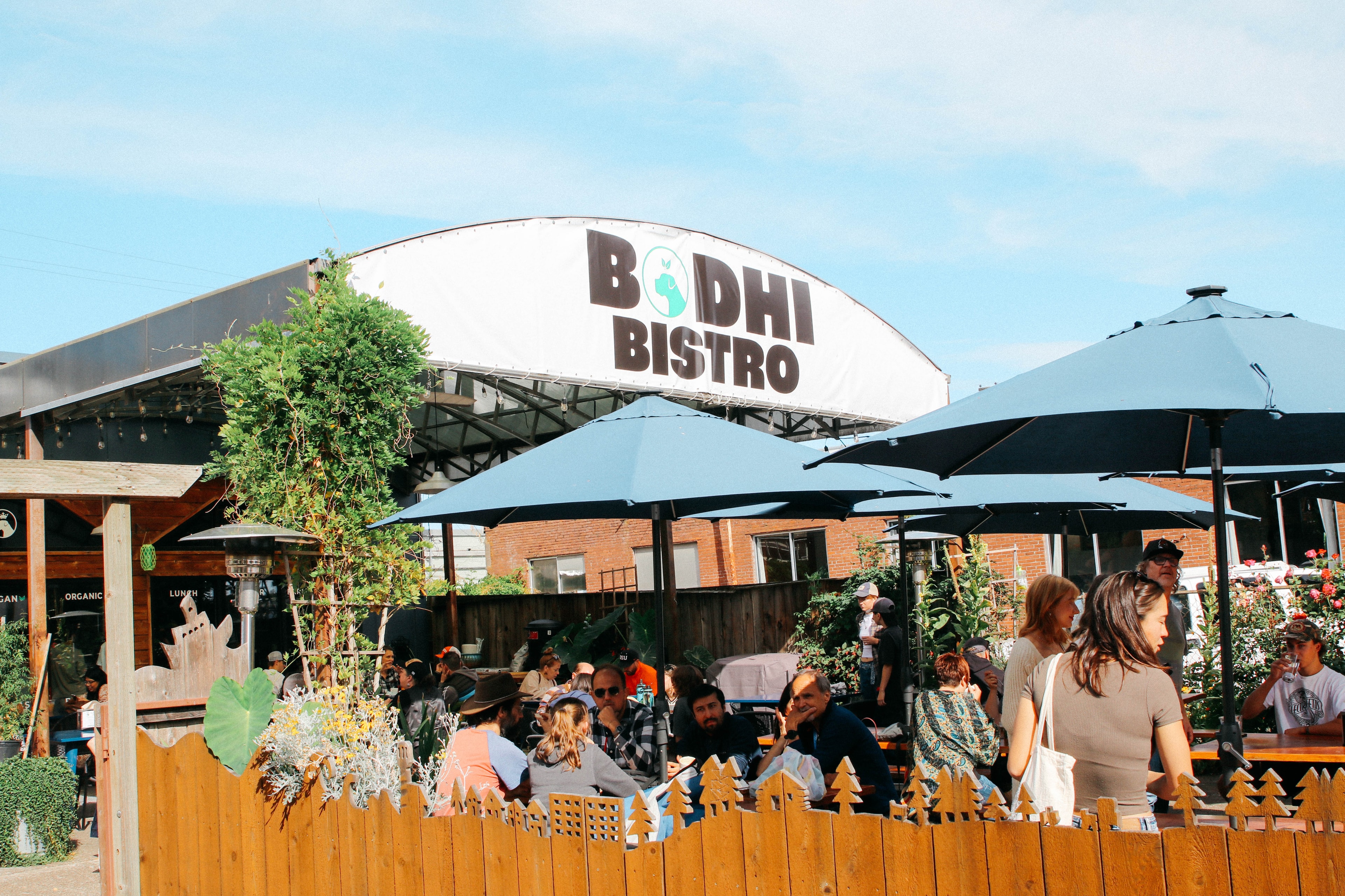 Bodhi Bistro outdoor patio full of guests